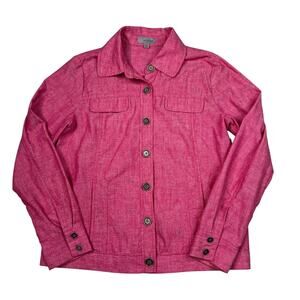 Amber Sun Collection Linen Lightweight Shirt Jacket Shacket Red Pink Small